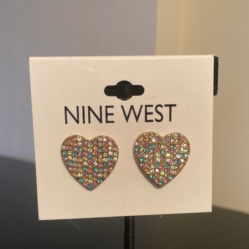 Nine West Sparkling Heart Earrings